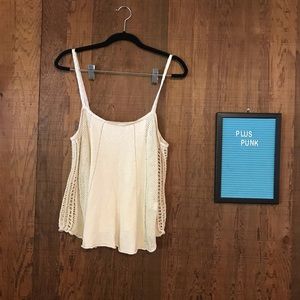 Kensie pieces Cream Knit Crop Tank Large boho